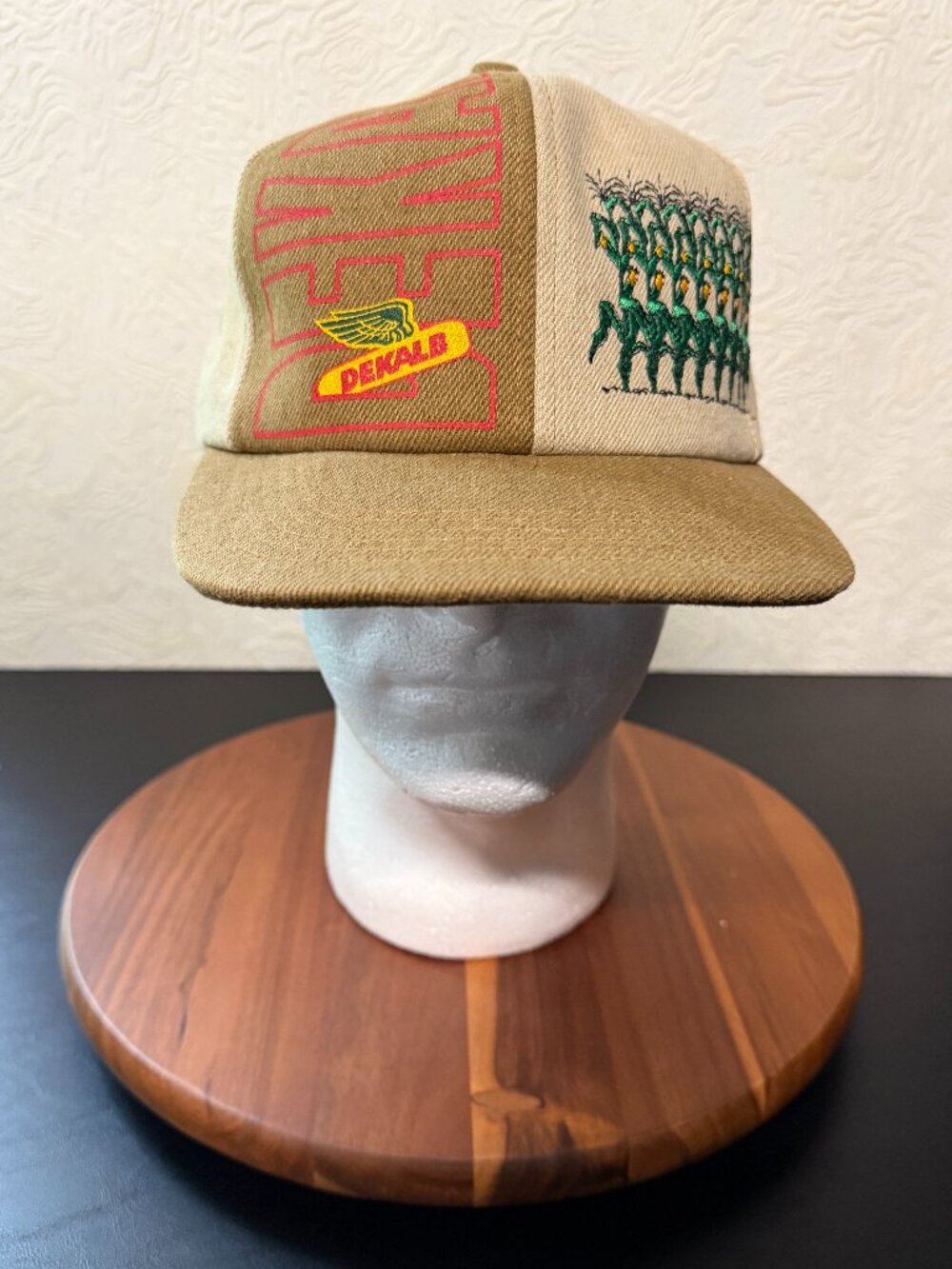 Vintage DEKALB Corn Snapback Trucker Hat K-PRODUCTS Farm Seed Brown NOS UNWORN